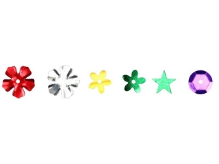 Cekiny mix wzor�w metaliczne mix kolor�w 14g wzory: kwiaty, kwiaty g�adkie, gwiazdy, okr�g�e