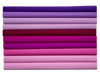 Bibu�a marszczona HAPPY COLOR 25x200cm, mix r�owy, 10 rolek, 8 kol