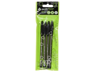 D�ugopis ze skuwk� 0,7  mm ZENITH HANDY czarny - 4 szt. opp bag
