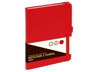 Notatnik z gumk� GRAND A5 80k. kratka - czerwony