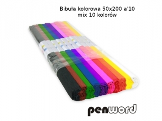 BIBU�A KOLOROWA 50x200 MIX 10 KOLOR�W  SUPER-HURT
