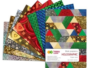 Blok dekoracyjny HAPPY COLOR Holographic A4 10ark, 70g, 5 ko