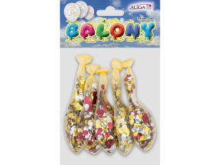 Balony z konfetti BKN-MIX mix kol. w balonie, op. 5szt., rozm. 30cm