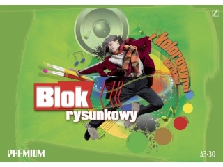Blok rysunkowy kolorowy A3 30k. 80g KRESKA Premium