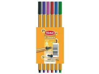 Cienkopisy TOMA F-Liner 0, 4mm 6 kolor�w mix