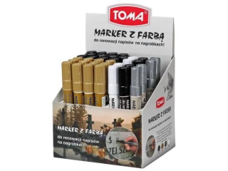 Marker olejowy TOMA do nagrobk�w, ko�c�wka 2, 5mm, 4 kolory - mix Display 36szt [opakowanie=36szt]TO-448 mix Display 36szt