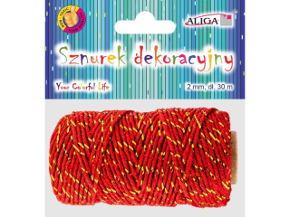 Sznurek dekoracyjny SZ-9058 ze z�ot� nitk�, rozm. 2mm x 30m