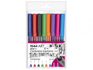 Cienkopisy TOMA kapilarne, ko�c�wka 0, 5mm, 8 kolor�w - mix Etui 8szt TO-347 mix Etui 8szt