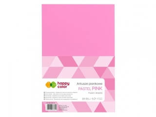 Arkusze piankowe A4, 5 ark, r�owy pastelowy, Happy Color