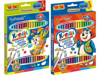 Kredki szkolne BAMBINO tr�jk�tne dwustronne 18/36 kolor�w + temper�wka