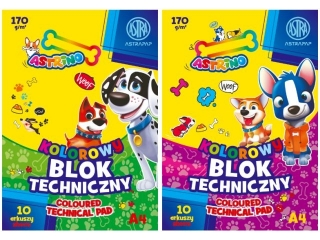 Blok kolorowy barwiony w masie ASTRAPAP A4 170g 10 ark "Astrino" [opakowanie=10szt]