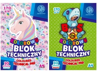 Blok techniczny kolorowy A4 10k. 170g ASTRAPAP "PixexUnicorn"
