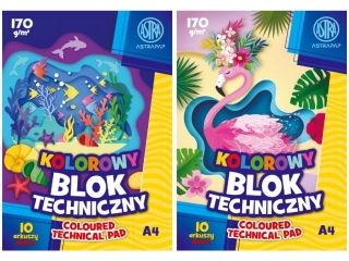 Blok kolorowy barwiony w masie ASTRAPAP A4 170g 10 ark