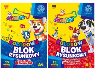 Blok rysunkowy kolorowy A4 15k. 80g ASTRAPAP Astrino