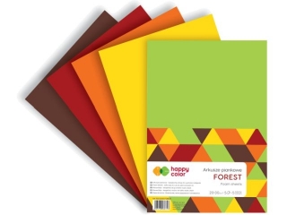 Arkusze piankowe FOREST, A4, 5 ark, 5 kolor�w, 2 rodzaje, Happy Color