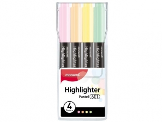 Cienki zakre�lacz Highlighter 601 - zestaw 4 kolor�w pastelowych