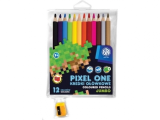 Kredki o��wkowe ASTRA jumbo okr�g�e 12 kolor�w + temper�wka - Pixel One