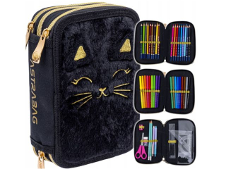 Pi�rnik JUMBO potr�jny z wyposa�eniem ASTRABAG FLUFFY KITTY BLACK, AC31 [opakowanie=12szt]
