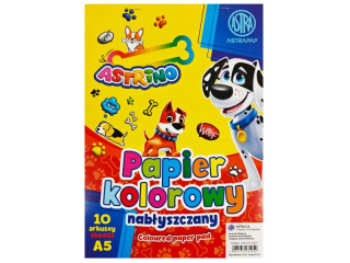 Zeszyt papier�w kolorowych nab�yszczanych ASTRA ASTRINO A5, 10k  [opakowanie=10szt]