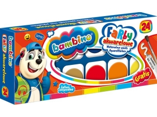 Farby akwarelowe BAMBINO 24 kolory, du�a pastylka