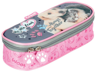 Pi�rnik saszetka owalny z klapk� PC1 MY LITTLE FRIEND - CAT x DOG