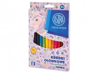 Kredki o��wkowe okr�g�e JUMBO ASTRAKIDS Unicorn - 12 kolor�w
