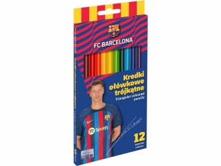 Kredki o��wkowe tr�jk�tne FC BARCELONA - 12 kolor�w