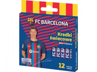 Kredki �wiecowe  okr�g�e FC BARCELONA - 12 kolor�w - 8/90 mm  [opakowanie=24szt]