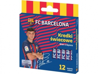 Kredki �wiecowe  okr�g�e FC BARCELONA - 12 kolor�w - 8/90 mm  [opakowanie=24szt]