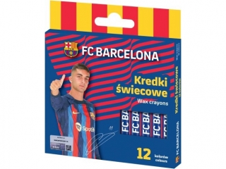 Kredki �wiecowe  okr�g�e FC BARCELONA - 12 kolor�w - 8/90 mm  [opakowanie=24szt]