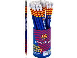 O��wki grafitowe tr�jk�tne HB z gumk� FC Barcelona - 36 szt. drum