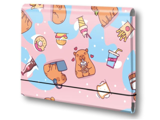 Teczka �amana A5 na gumk� PENMATE T 0121 Kapibara food folia mat nierysuj�ca