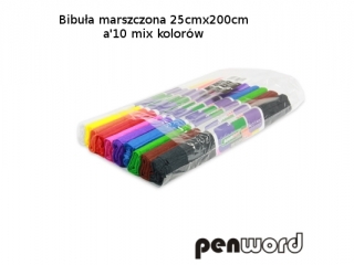 Bibu�a marszczona PENWORD 25x200cm 10 kolor�w  SUPER-HURT