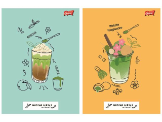 Zeszyt A4 32 kartki linia dwukolorowa ok�adka laminowana lakier miejscowy UV 70 g/m2 MATCHA MOOD [opakowanie=15szt]