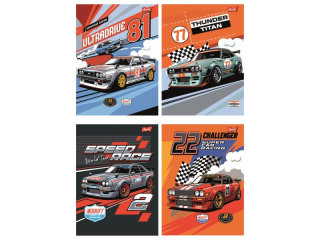 Zeszyt A5 32 kartki krata ok�adka laminowana lakier miejscowy UV 70 g/m2 RACING TEAM [opakowanie=15szt]