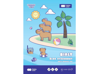 Blok rysunkowy KAPIBARA, bia�y, 80 g/m2, A4, 20 ark., Happy Color [opakowanie=20szt]