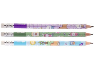 O��wek do nauki pisania, jumbo, z gumk�, tr�jk�tny, 2B, KAPIBARA, Happy Color [opakowanie=12szt]