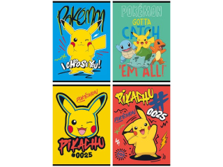 Zeszyt A5 16 kartek linia dwukolorowa ok�adka laminowana 70 g/m2 POKEMON [opakowanie=15szt]