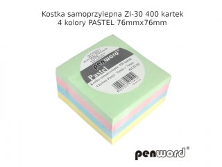 KOSTKA SAMOPRZYLEPNA ZI-30 4 KOLORY PASTEL 76mmx76mm 400 KAR