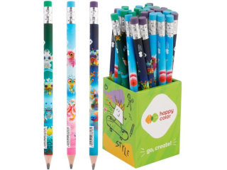O��wek do nauki pisania, jumbo, tr�jk�tny, 2B, Aqua Cuties, 36 szt w kubku, Happy Color