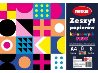 ZESZYT PAPIER�W KOLOROWYCH KREDOWANYCH FLUO A4/8k.