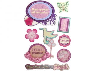 Naklejki papierowe 3D Little Princess mix kolor�w i kszta�t�w 8szt.