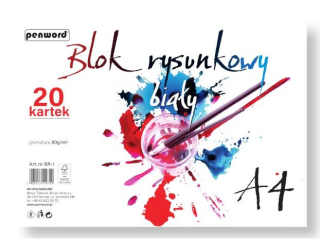 BLOK RYSUNKOWY A4 BIA�Y BR-1 80g 20 KARTEK