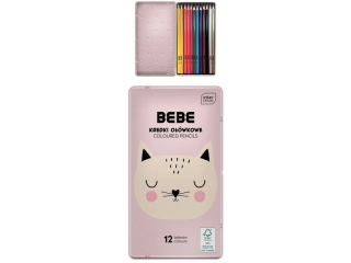 Kredki o��wkowe INTERDRUK BB Kids metalowe pude�ko Girl 12 kolor�w FSC