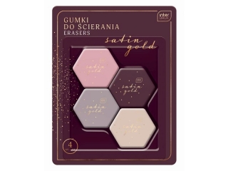 Gumka do �cierania INTERDRUK Satin gold, blister 4szt.
