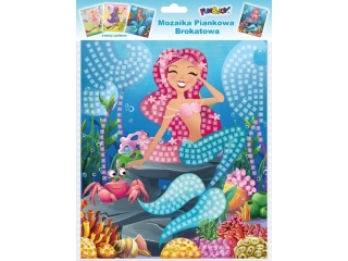 Mozaiki piankowe brokatowe SYRENKI I WRӯKI 4 wzory wymiary planszy do wyklejenia: 22x26 cm