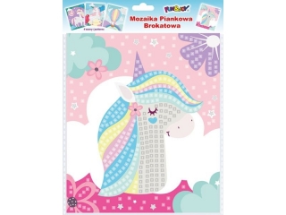 Mozaiki piankowe brokatowe JEDNORO�CE 4 wzory wymiary planszy do wyklejenia: 22x26 cm