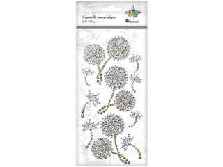 Kryszta�ki samoprzylepne dmuchawce podw�jne 70x75mm, pojedyncze 27x43/20x28mm z�oto-bia�e 10szt.