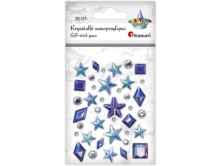 Kryszta�ki samoprzylepne mix tonacja niebieska gwiazdki 18x18/14x14mm, okr�g�e O8/6mm, pere�ki O4mm, szafiry kwadratowe 14x14mm i romby 11x19/6x12mm 3