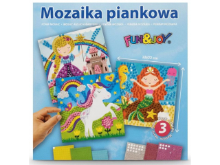 MOZAIKI PIANKOWE 22x22 cm, 3 WZORY: KSIʯNICZKA, SYRENKA, JEDNORO�EC FUNxJOY